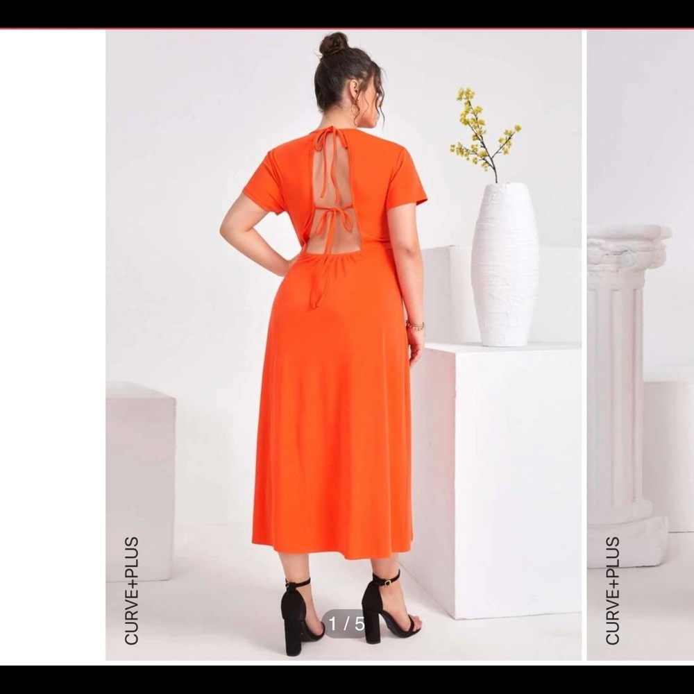 Plus tie back Cut-Out A-Line Dress